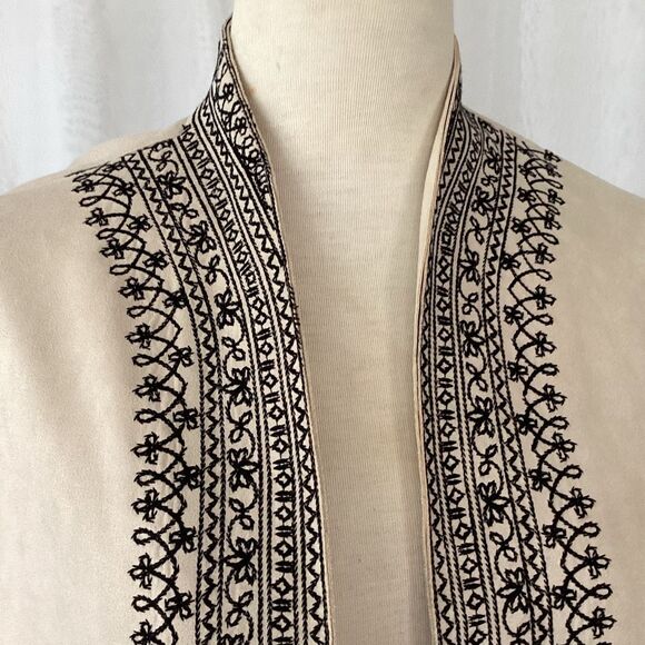 NWOT Solitaire Anthropologie Faux Suede Embroidered Open Coat Jacket XL - Picture 2 of 11